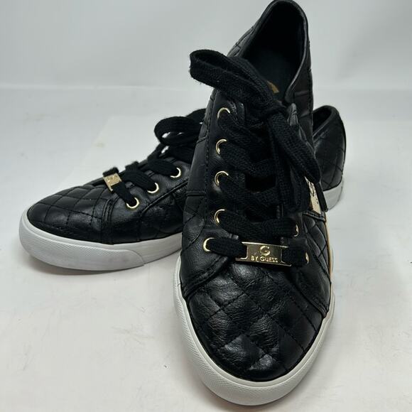 G by Guess Women's Black Quilted Lace Up Sneakers Size 7 - Picture 1 of 11